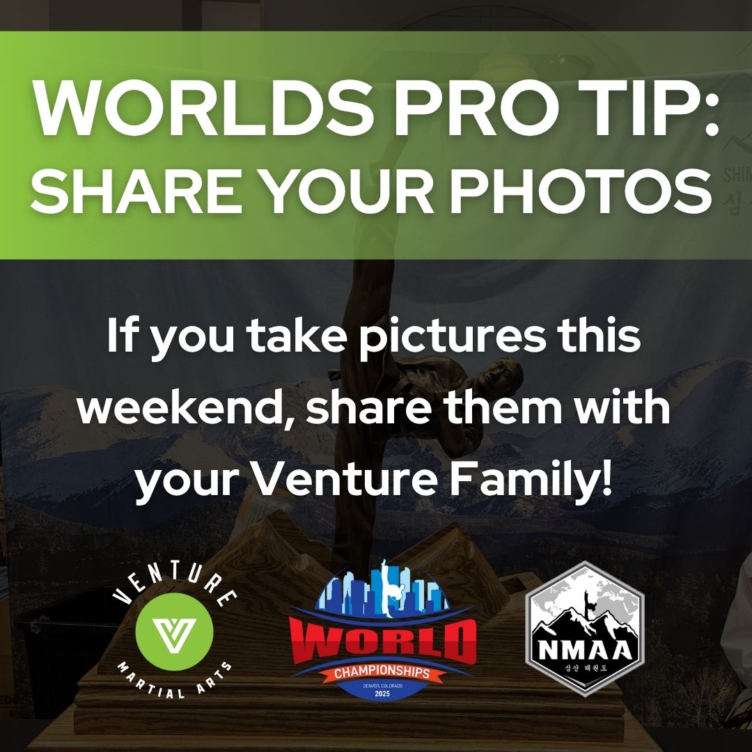 Graphic promoting photo sharing with the Venture community, featuring logos of Venture, Women in Sports, and NMAA, along with a message encouraging users to share their weekend photos.