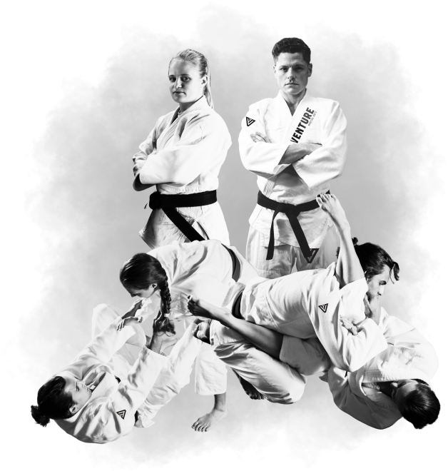 Venture Brazilian Jiu Jitsu Class Grayscale Collage