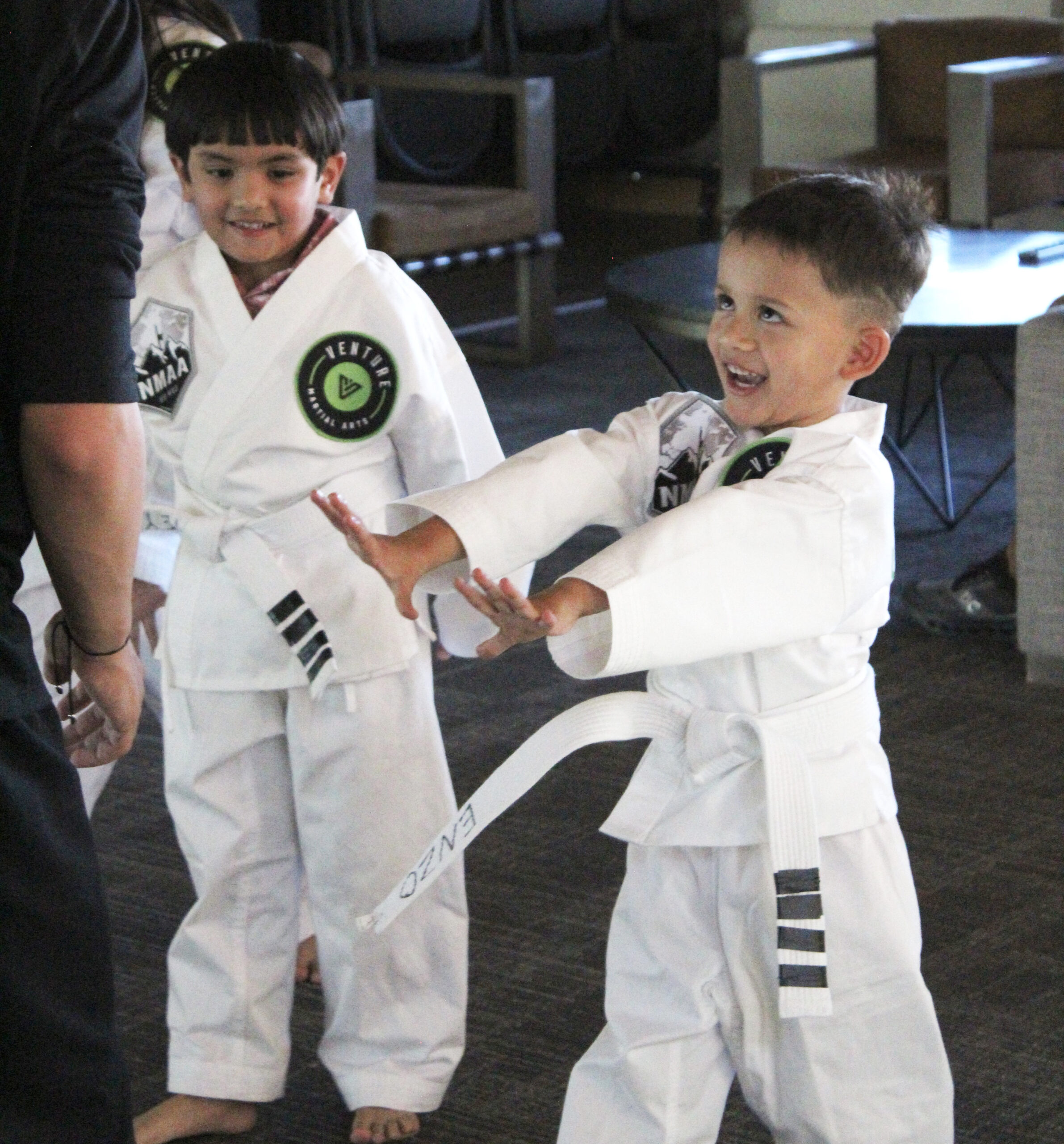 Kids ages 4-6 practicing taekwondo in Thrornton