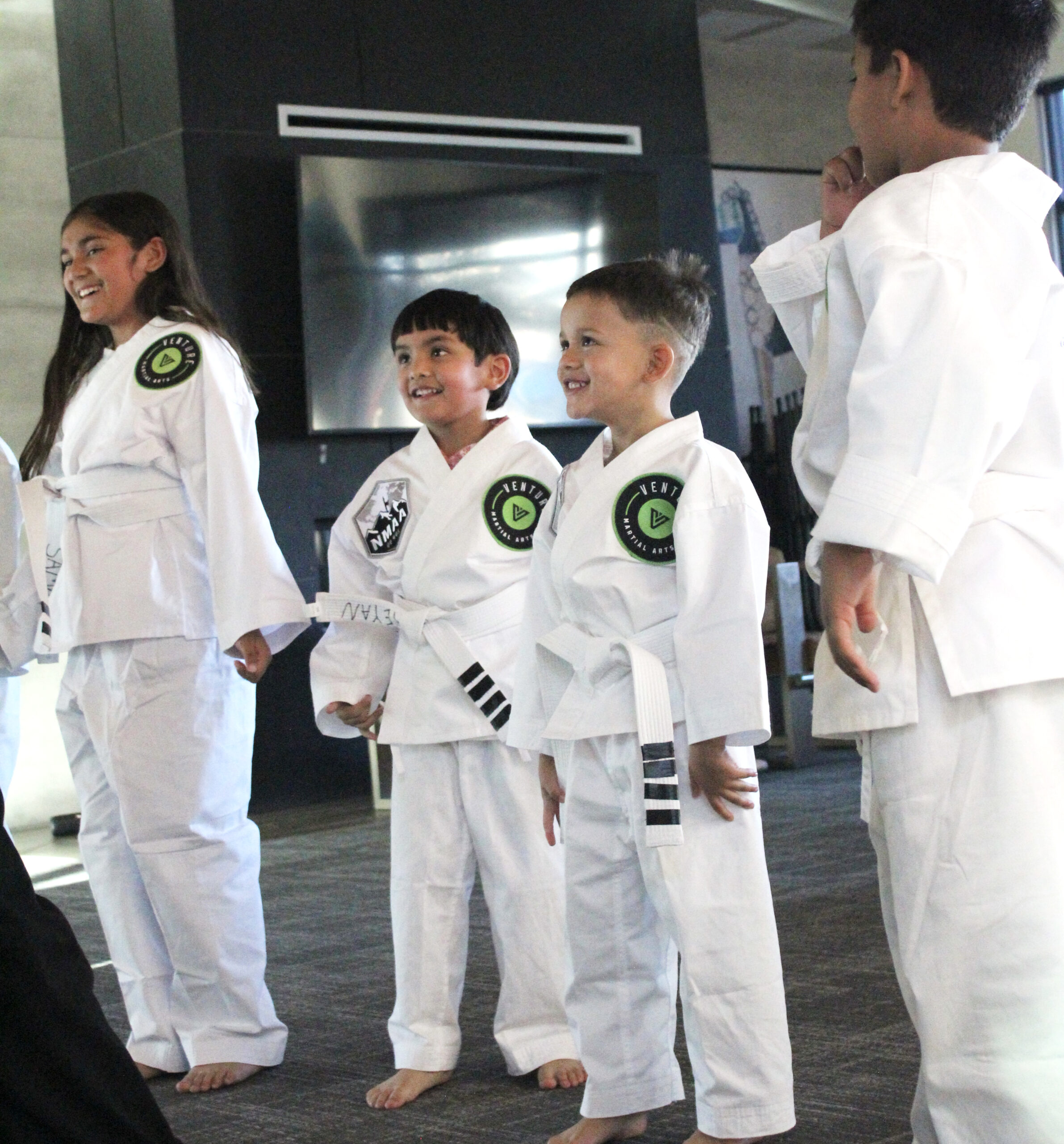 Kids ages 7-11 practicing taekwondo in Thrornton